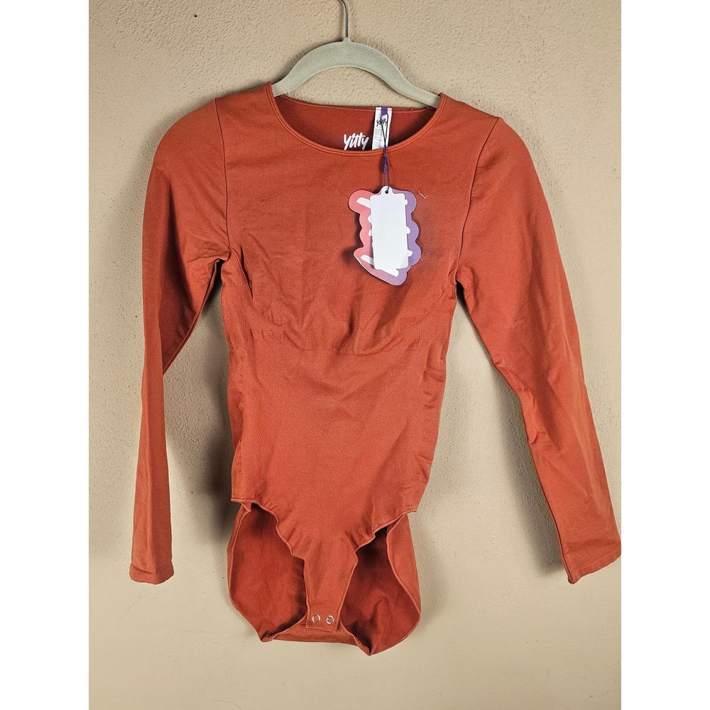 NWT Yitty Womens Brown Nearly Naked Shaping Long Sleeve Bodysuit 1X 2X